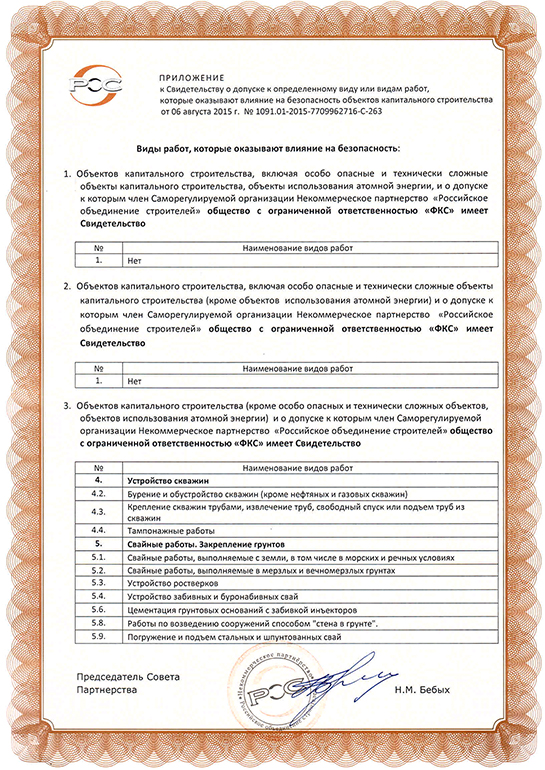 Свидетельство СРО ООО «ФКС-Санкт-Петербург»